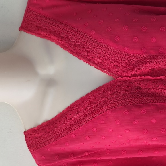 Torrid Peplum Chiffon Clip Dot Lace Inset Top - Picture 11 of 16